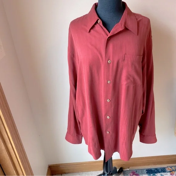 open lace back dress Dibangu Work Shirt Red Paisley Silk Button Up Long Sleeve Men's Shirt –  DiBanGuStore main image 0